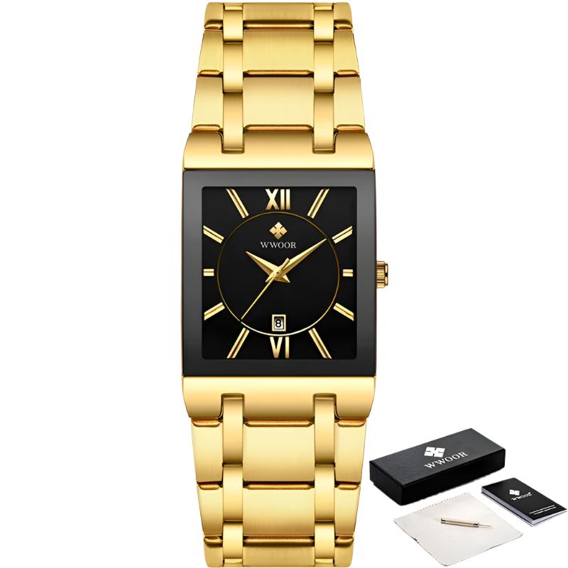 Relogio Masculino New Fashion Watches Men Luxury Square Blue Men'S Wristwatch Stainless Steel Waterproof Quartz Clock Male