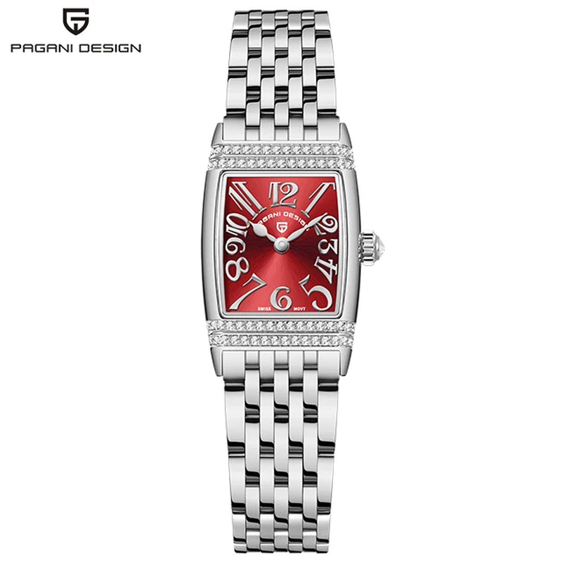 PAGANI Design 22mm Square Women’s Quartz Watch – Sapphire Glass, Stainless Steel, 50M Waterproof
