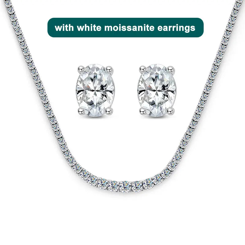 Dazzle Dime S925 Moissanite Tennis Necklace 18K White Gold Plated with 925 Sterling Hallmarking and GRA Certification