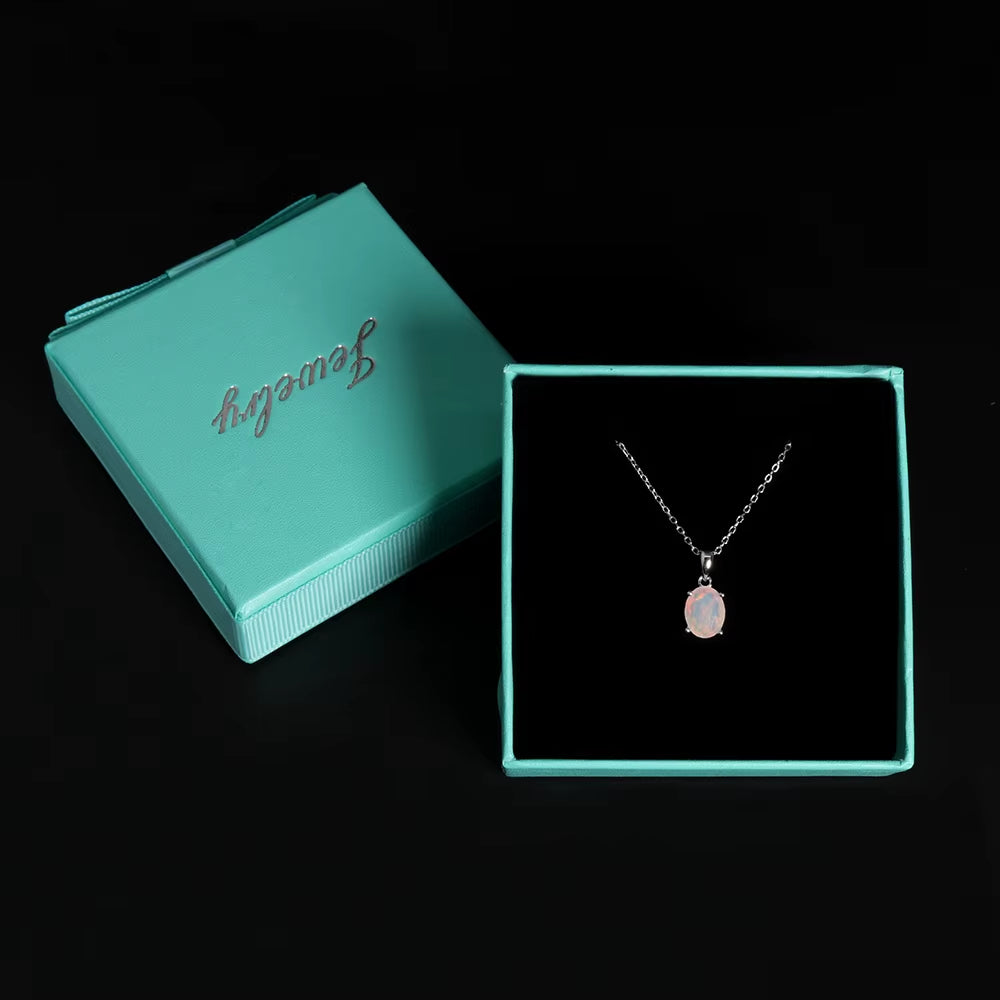 925 Sterling Silver Opal Pendant Necklace for Women – Natural Ethiopian Opal Fine Jewellery, Daily Wear