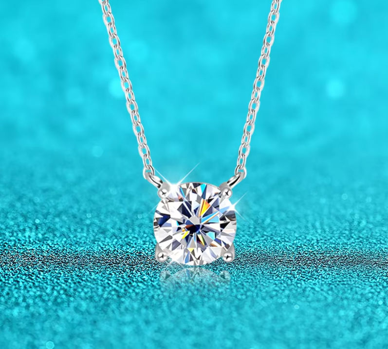 White Gold Plated 1-10CT Moissanite Necklace for Women Classic Four Claws Pendant Wedding Jewelry 925 Sterling Silver GRA