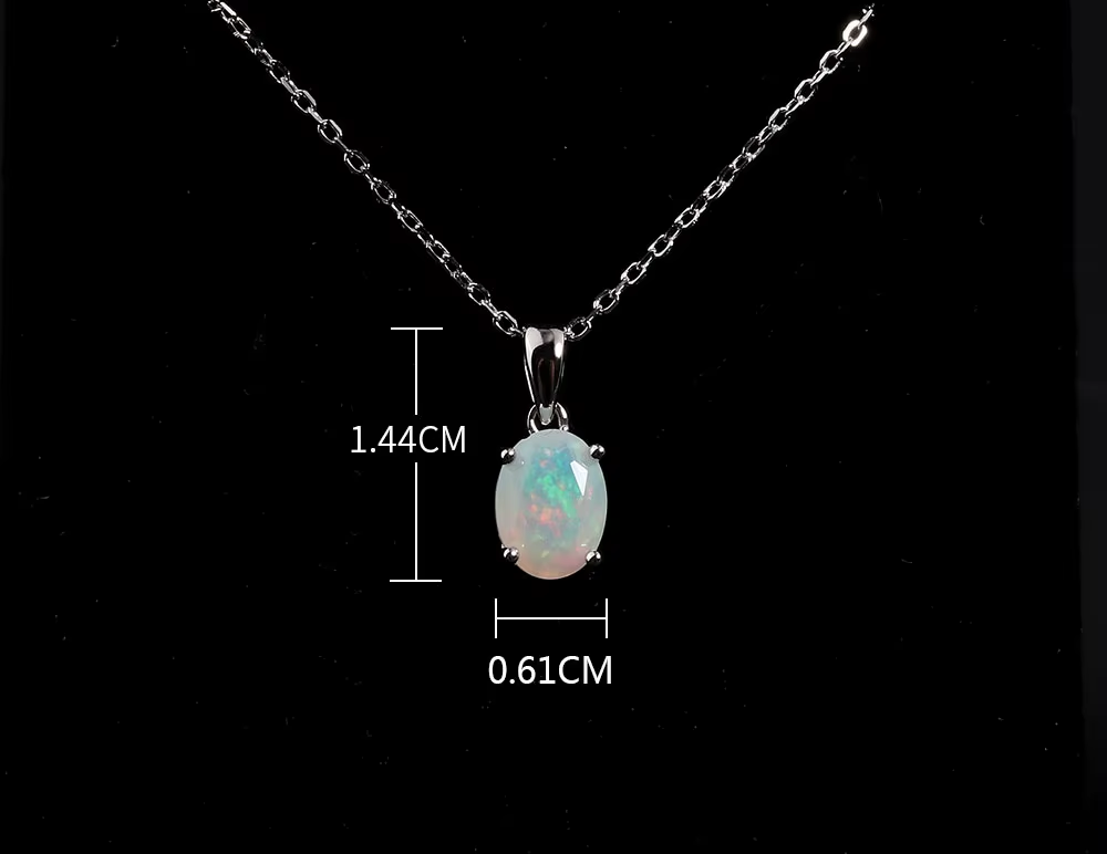 925 Sterling Silver Opal Pendant Necklace for Women – Natural Ethiopian Opal Fine Jewellery, Daily Wear