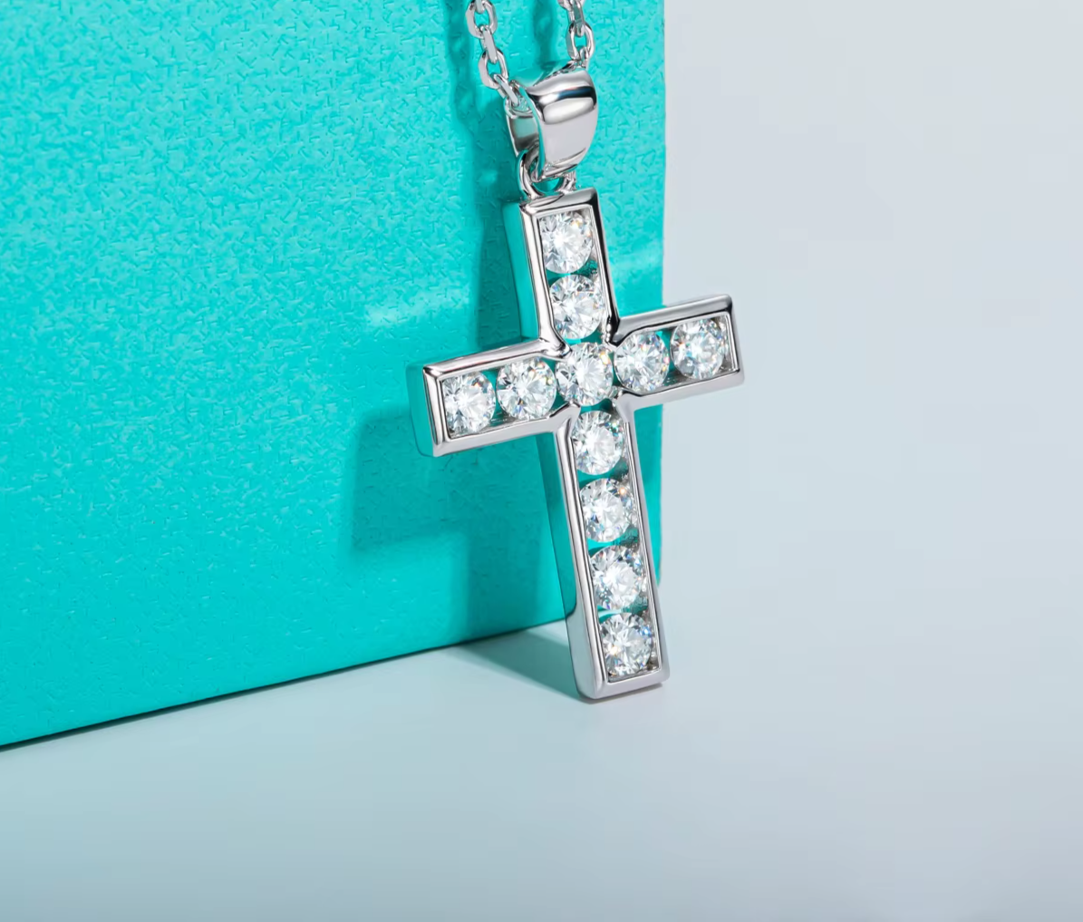 Dazzle Dime® 3.5MM 2.2CT D Color Moissanite Cross Pendant Necklace | 925 Sterling Silver