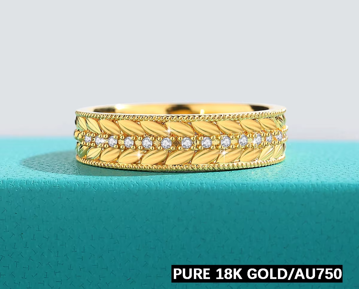 Dazzle Dime® Genuine 18K Gold Moissanite Diamond Ring | AU750 High Jewelry for Men & Women