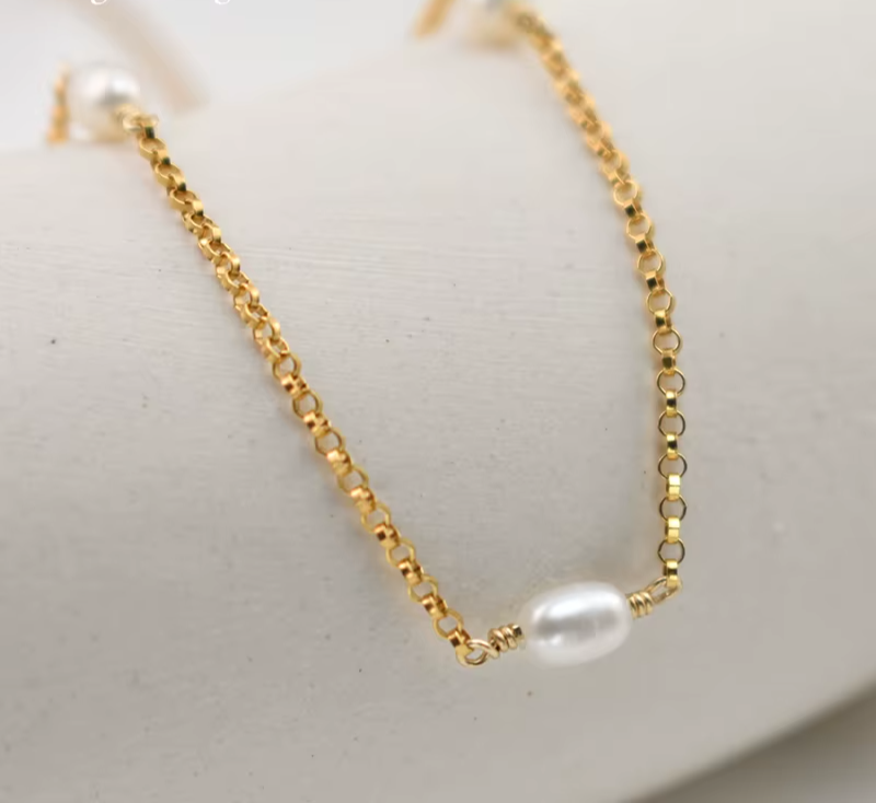 Natural Pearl Gold Choker Necklace – 14K Gold Filled Handmade Boho Pendant for Women