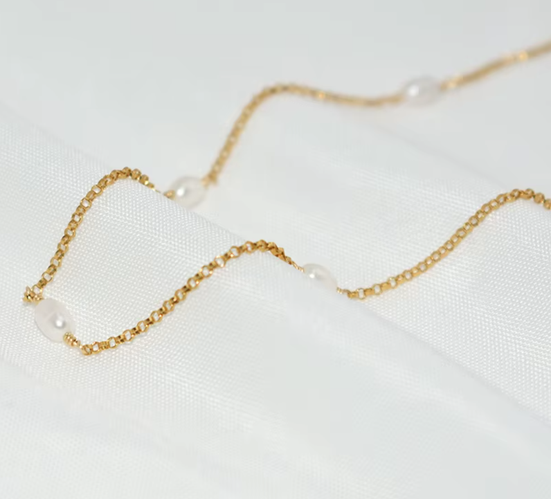 Natural Pearl Gold Choker Necklace – 14K Gold Filled Handmade Boho Pendant for Women
