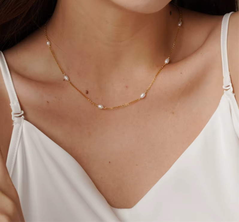 Natural Pearl Gold Choker Necklace – 14K Gold Filled Handmade Boho Pendant for Women