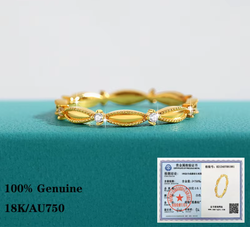 Dazzle Dime® 18K Solid Gold Moissanite Ring | AU750 Certified | Classic Wedding & Anniversary Jewelry