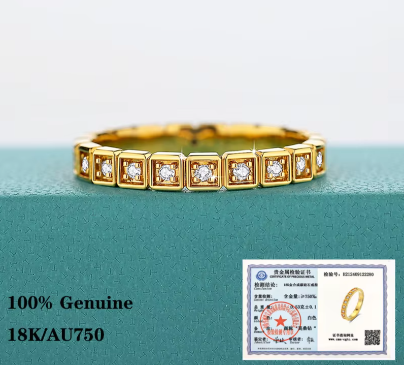 Dazzle Dime® 18K Gold Moissanite Full Eternity Ring | AU750 Certified | Elegant Wedding & Anniversary Band