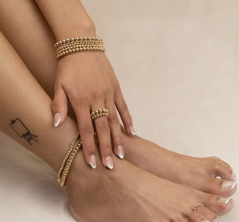 Elasticity 14K Gold Filled Beaded Ring – Handmade Waterproof, Tarnish-Resistant Friendship Band Ring