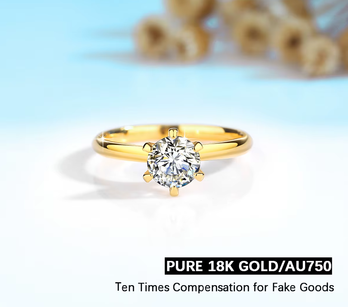 Dazzle Dime® 18K Gold Moissanite Solitaire Ring | Certified Fine Jewelry for Women