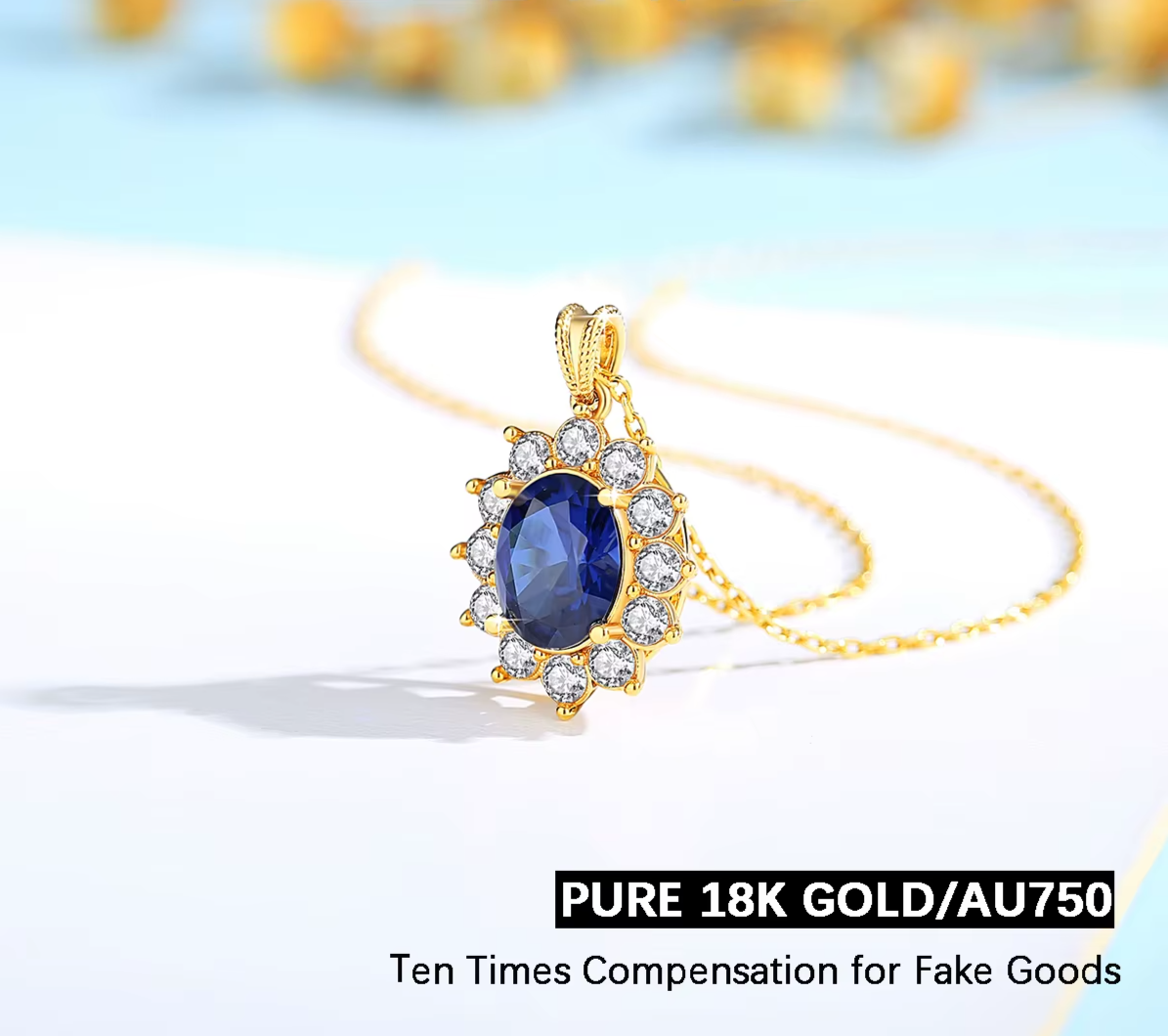 Dazzle Dime® 18K Gold Sapphire Pendant | Inspired by Princess Diana’s Iconic Necklace