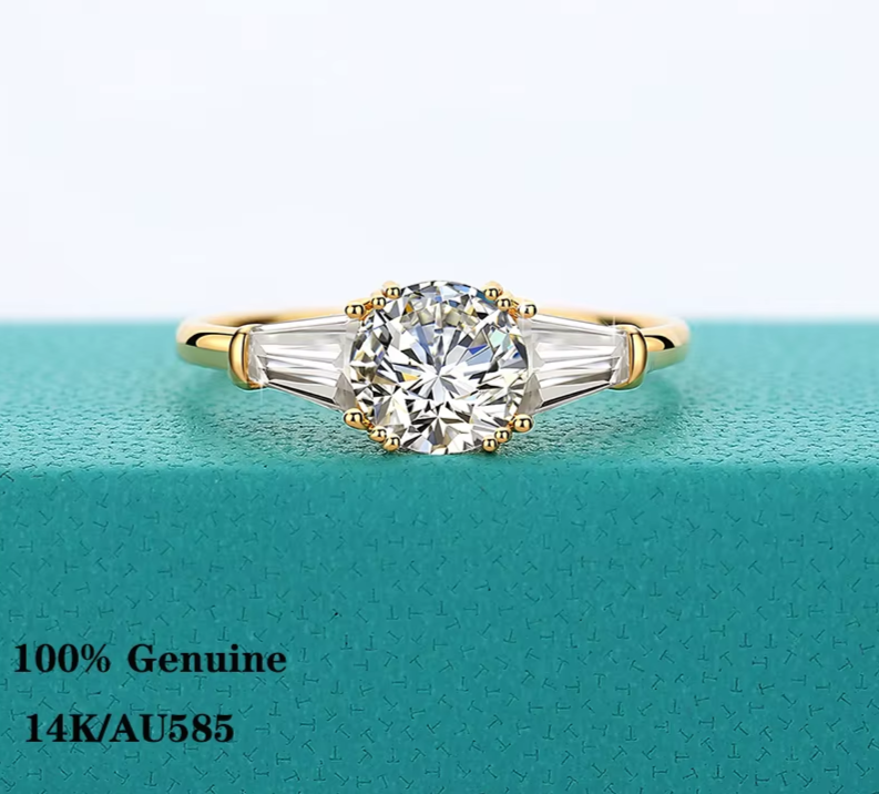Dazzle Dime® 14K Gold Moissanite Engagement Ring | Luxury Wedding Gift
