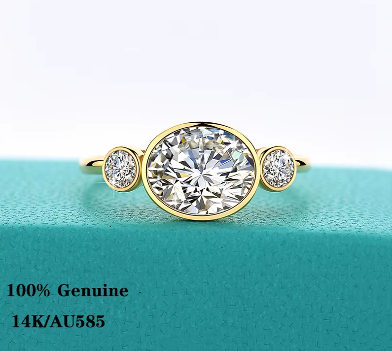 Dazzle Dime® 14K Gold Oval Cut Moissanite Engagement Ring | 2CT VVS1 D-Color Solitaire