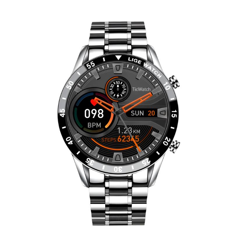 Men’s Luxury Steel Band Bluetooth Smartwatch | Waterproof Full Touch Screen Fitness Tracker with Call Function