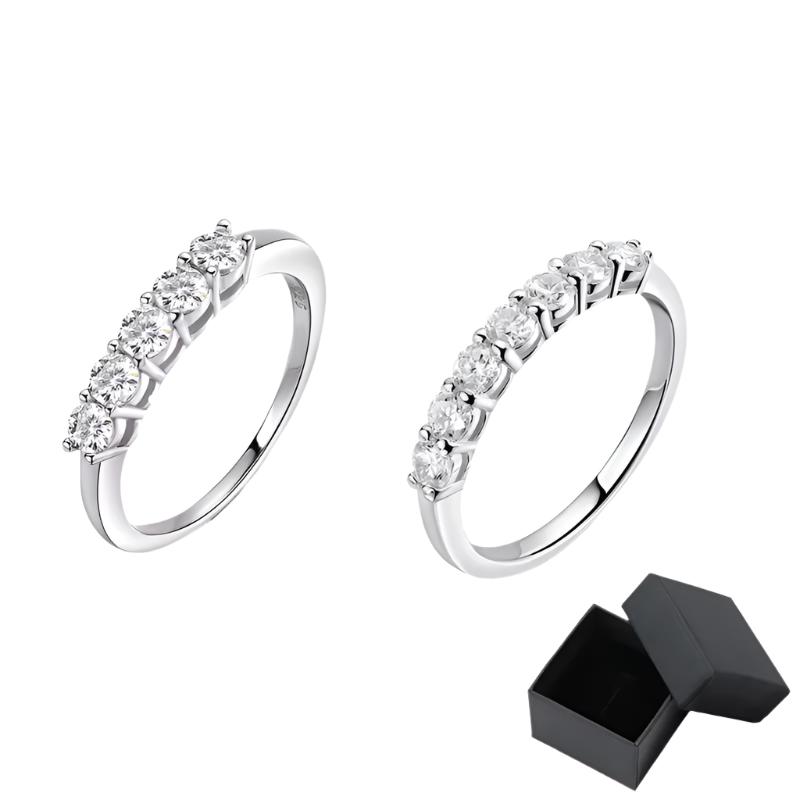 Dazzle DIme 0.7CT 3Mm Moissanite 925 Sterling Engagement Rings Wedding Diamonds Band