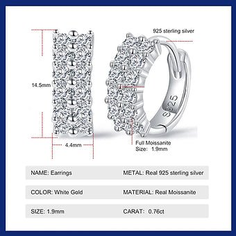 18K Gold Plated Moissanite Hoop Earrings: Luxury 1.9mm S925 Sterling Silver - Dazzle Dime