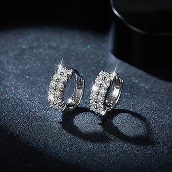 18K Gold Plated Moissanite Hoop Earrings: Luxury 1.9mm S925 Sterling Silver - Dazzle Dime