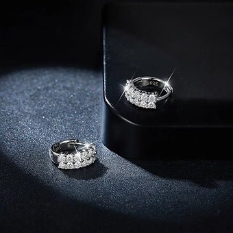 18K Gold Plated Moissanite Hoop Earrings: Luxury 1.9mm S925 Sterling Silver - Dazzle Dime