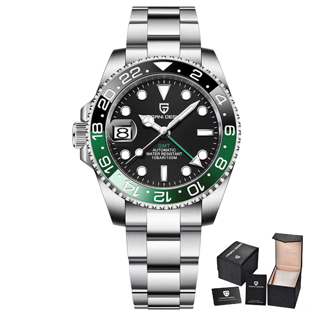 40MM GMT Mechanical Wristwatch Sapphire Glass Ceramic Bezel Automatic Watch Stainless Steel 100M Waterproof Watch