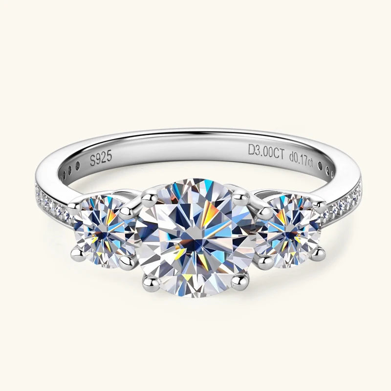 Engagement Ring 925 Sterling Silver D3.0CT D Color Moissanite Rings Women Jewelry GRA Certified - Dazzle Dime