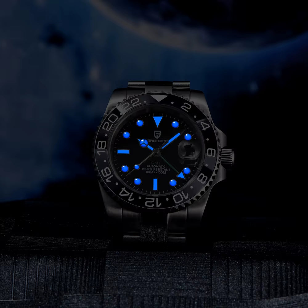 40MM GMT Mechanical Wristwatch Sapphire Glass Ceramic Bezel Automatic Watch Stainless Steel 100M Waterproof Watch