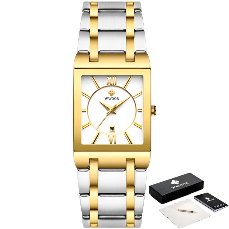 Relogio Masculino New Fashion Watches Men Luxury Square Blue Men'S Wristwatch Stainless Steel Waterproof Quartz Clock Male
