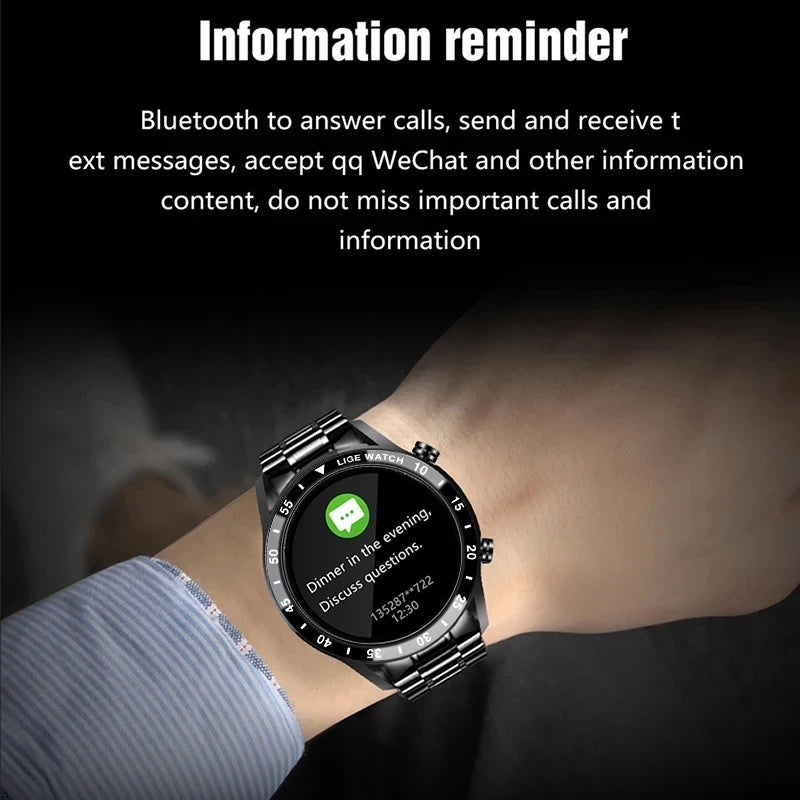 Men’s Luxury Steel Band Bluetooth Smartwatch | Waterproof Full Touch Screen Fitness Tracker with Call Function
