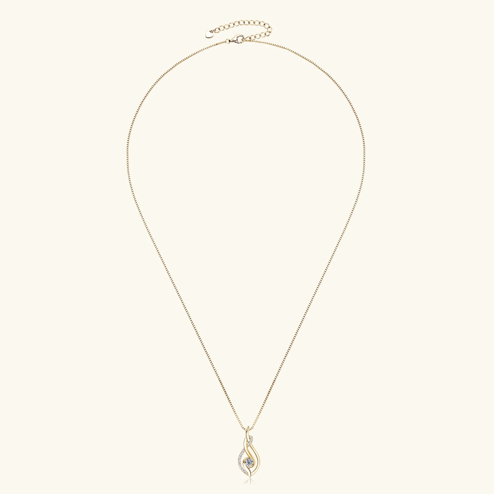Full Moissanite Twisted Pendant Necklace – 925 Silver with 18K Gold Plating | GRA Certified