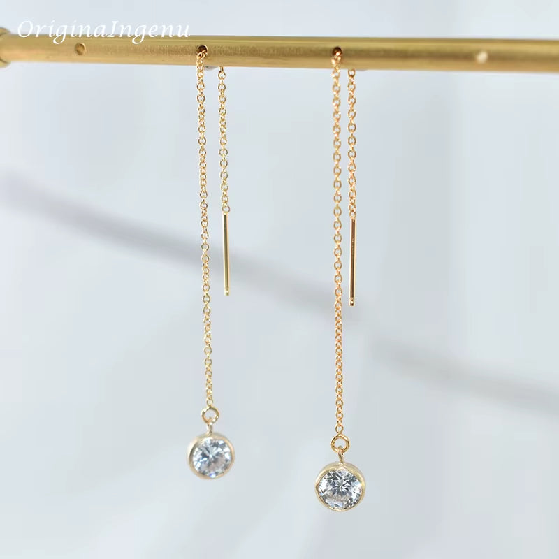 14K Gold Filled Zircon Earrings Drop Earrings Handmade Threader Earrings Boho Oorbellen Brinco Vintage Jewelry Women Earrings