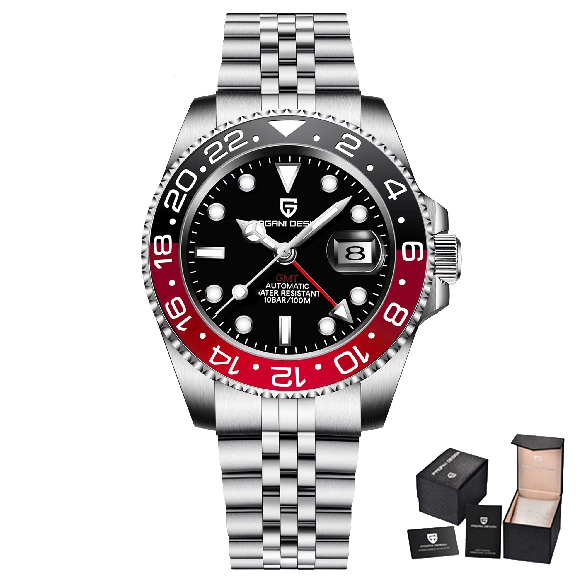 40MM GMT Mechanical Wristwatch Sapphire Glass Ceramic Bezel Automatic Watch Stainless Steel 100M Waterproof Watch