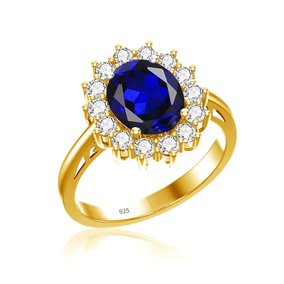 Dazzle Dime® Oval Cut 8x10mm Aquamarine Ring | 18K Gold-Plated Sterling Silver | Elegant Birthstone & Wedding Jewelry