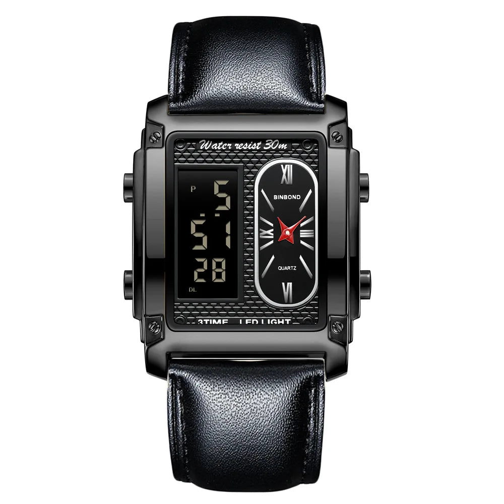 BINBOND Top Brand Luxury Watch for Men - Fashion Quartz Wristwatch Square Gold Stainless Steel Business Clock Relogio Masculino