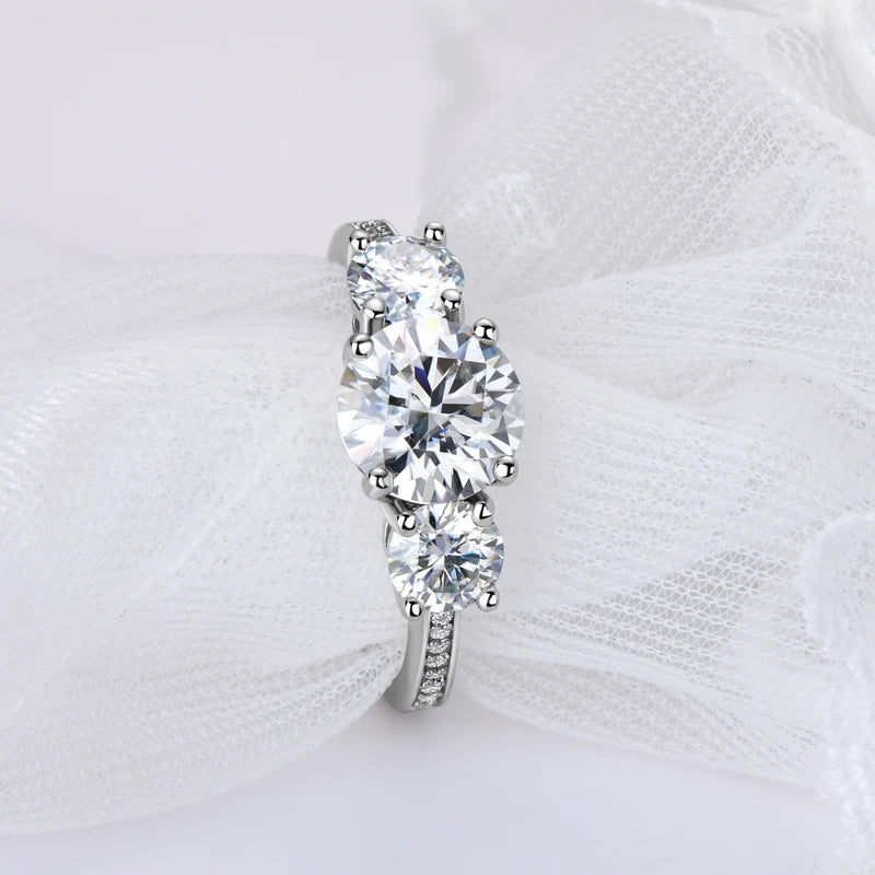Engagement Ring 925 Sterling Silver D3.0CT D Color Moissanite Rings Women Jewelry GRA Certified - Dazzle Dime