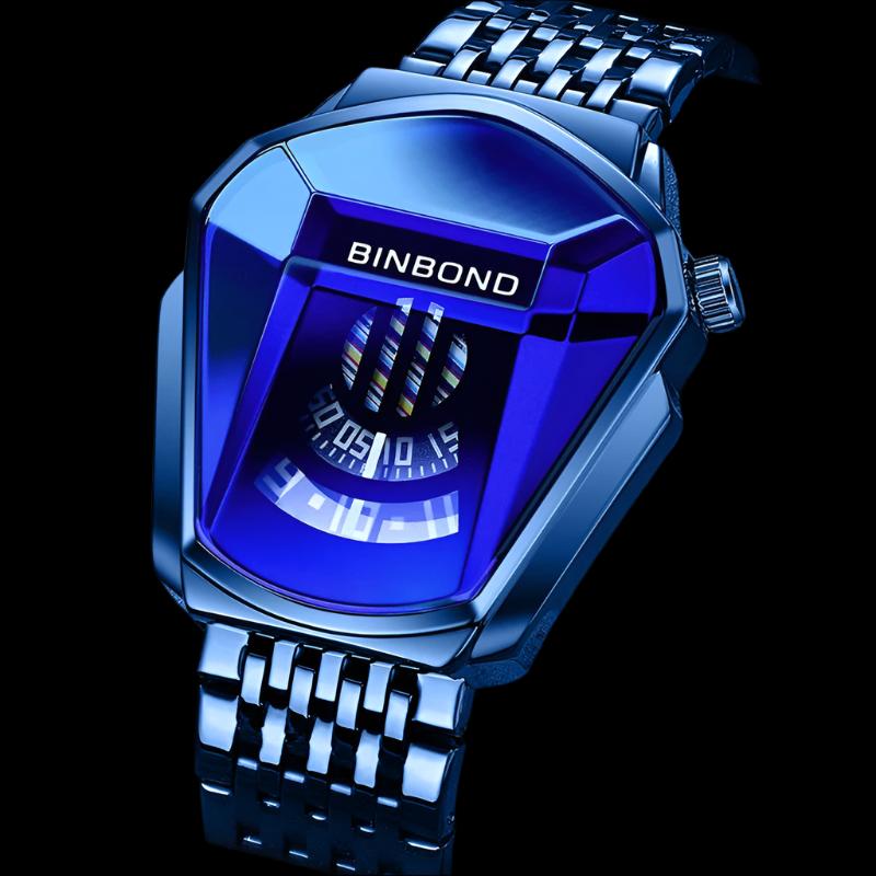 BINBOND Men's Fashion Motorcycle Concept Watch | Luminous Quartz Mesh Steel Band with Touch Screen