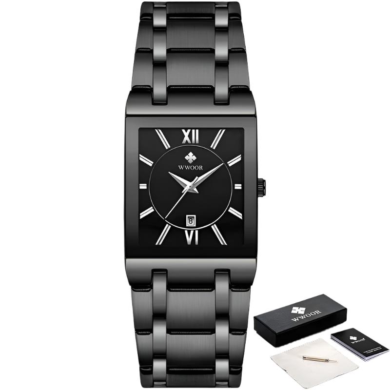 Relogio Masculino New Fashion Watches Men Luxury Square Blue Men'S Wristwatch Stainless Steel Waterproof Quartz Clock Male