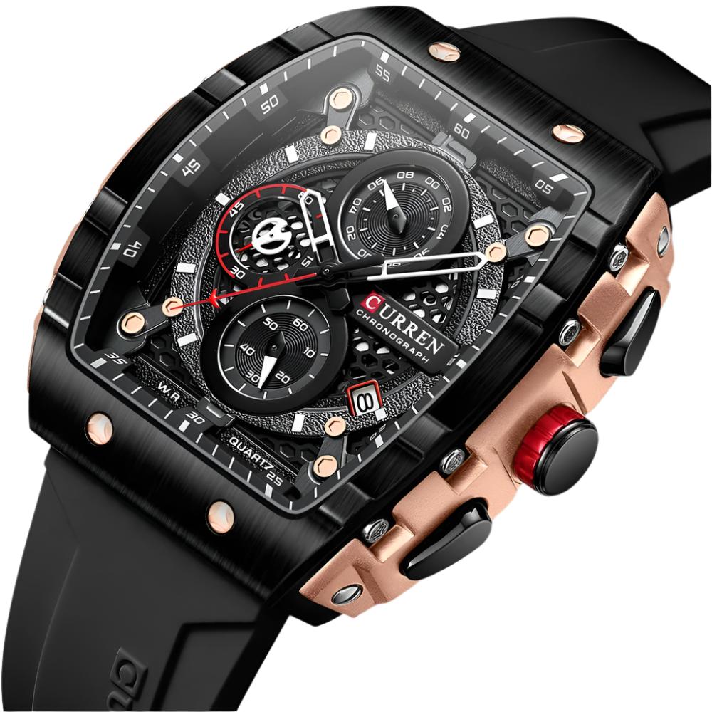 CURREN Men's Luxury Square Quartz Watch | Waterproof Luminous Chronograph Date Wristwatch