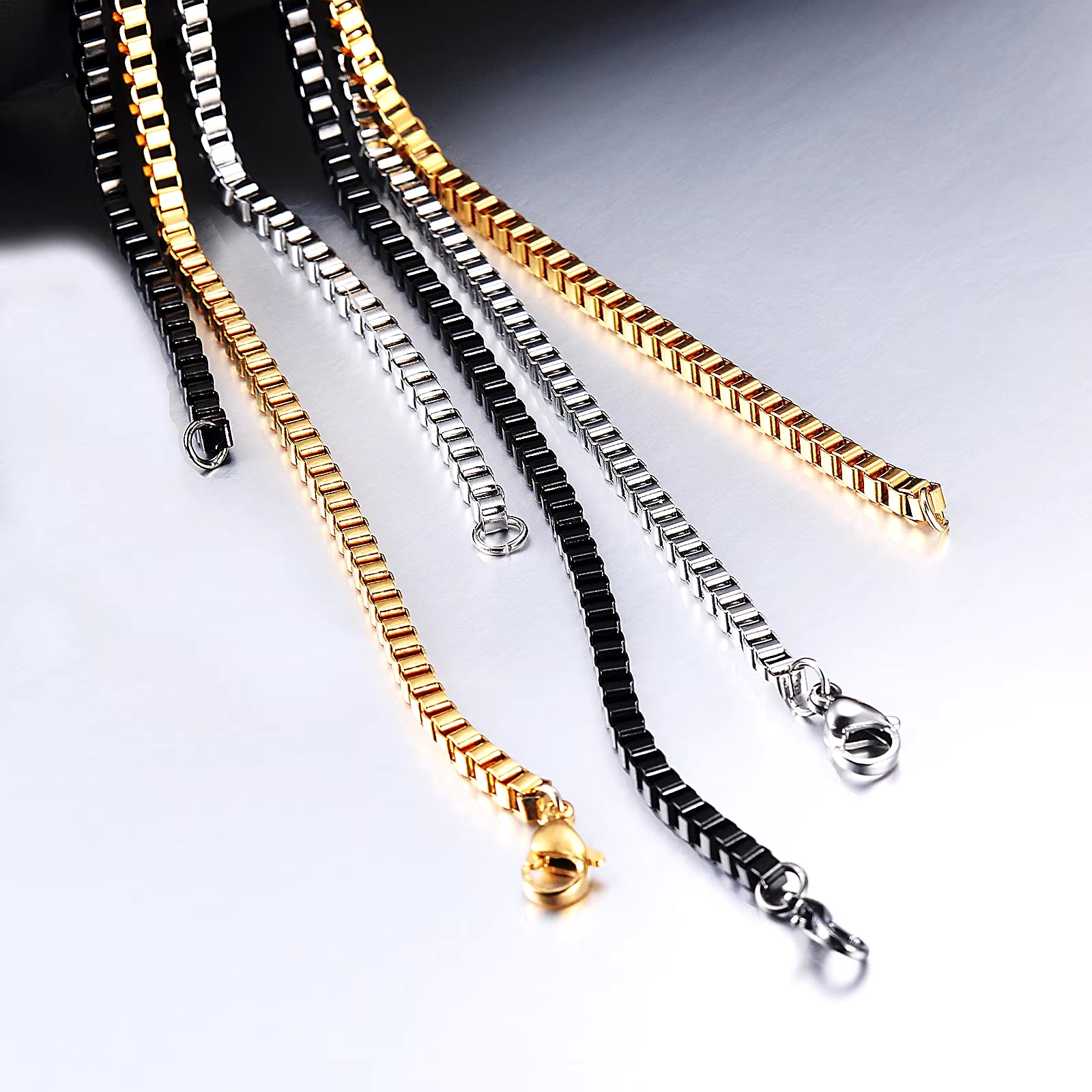 925 Sterling Silver Hallmarked Box Chain Necklace Jewelry for Men & Ladies