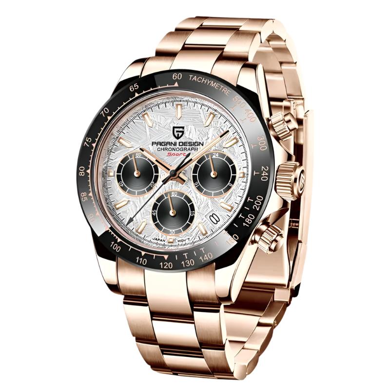 PAGANI DESIGN 40mm Men’s Sapphire Chronograph Watch | Retro Quartz Stainless Steel Waterproof Timepiece