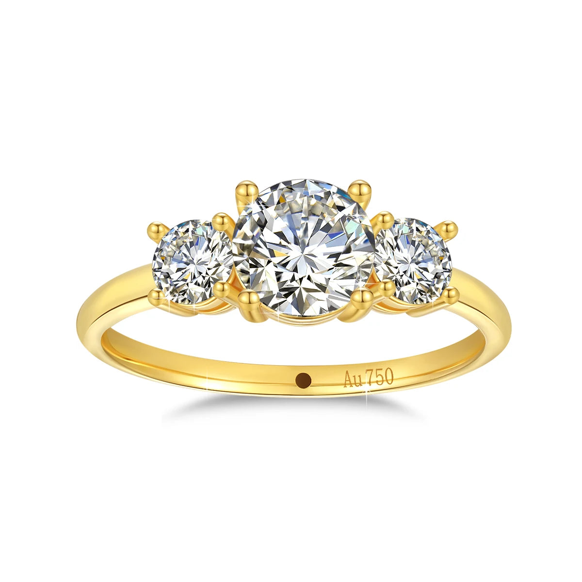 Dazzle Dime 18K Gold Moissanite Engagement Ring for Women 3 Stone 100% Real Sophisticated Luxury K Gold