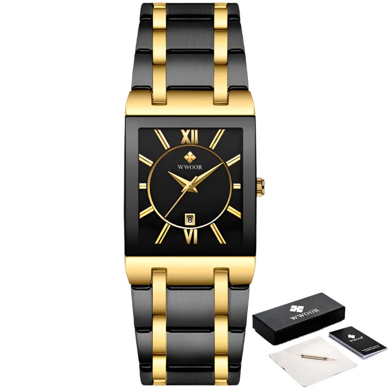 Relogio Masculino New Fashion Watches Men Luxury Square Blue Men'S Wristwatch Stainless Steel Waterproof Quartz Clock Male