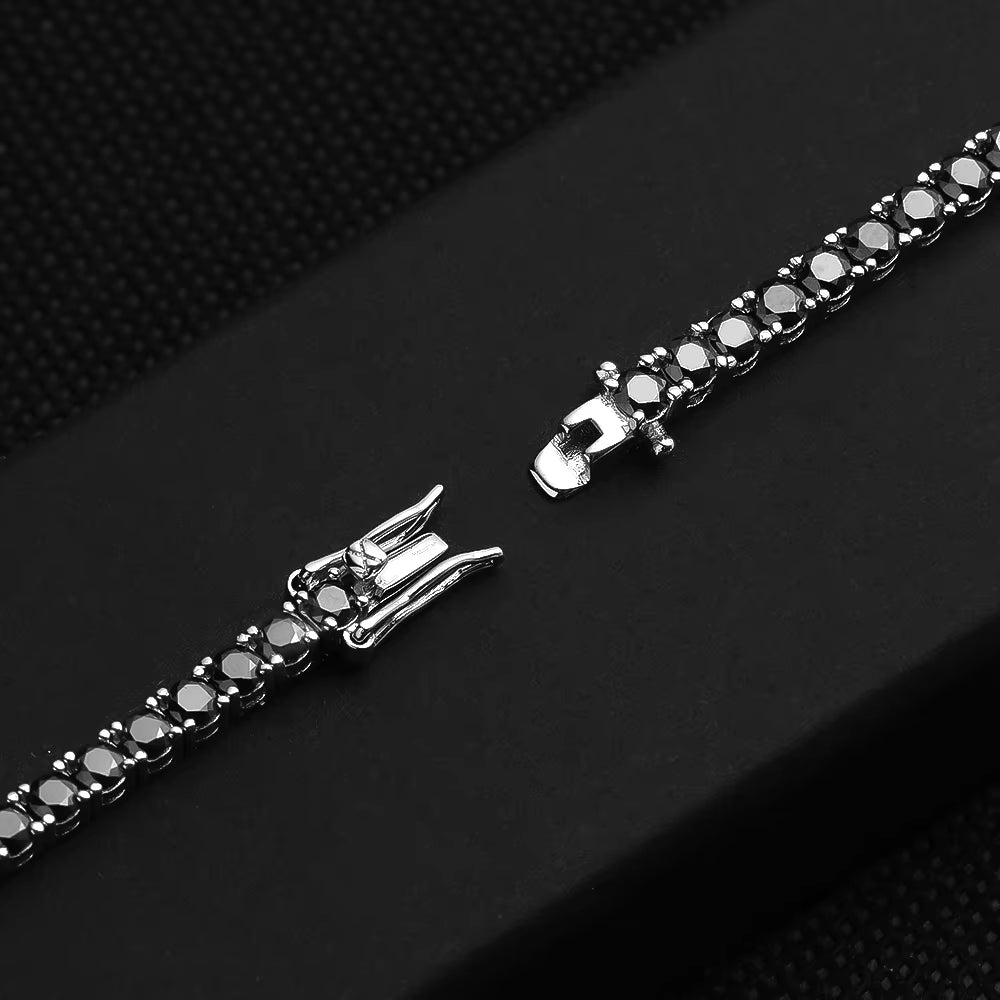 Dazzle Dime Black Moissanite Tennis Bracelet Full Diamond GRA 925 Sterling Silver18K Plated Hip Hop Style Bracelets for Men & Women