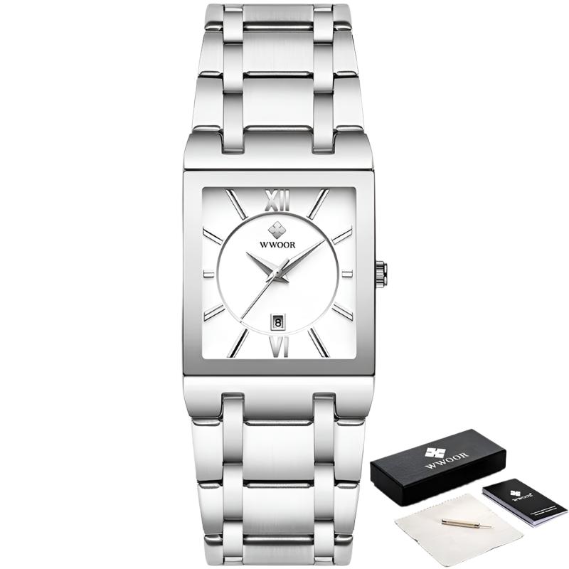 Relogio Masculino New Fashion Watches Men Luxury Square Blue Men'S Wristwatch Stainless Steel Waterproof Quartz Clock Male