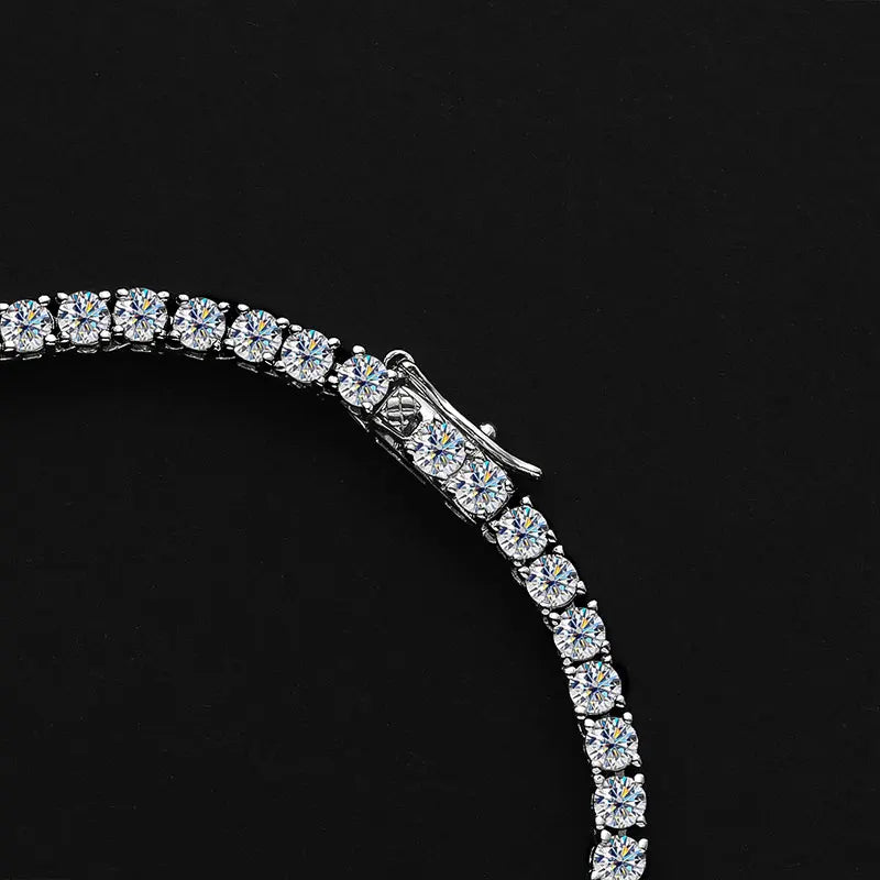 Dazzle Dime S925 Moissanite Tennis Necklace 18K White Gold Plated with 925 Sterling Hallmarking and GRA Certification