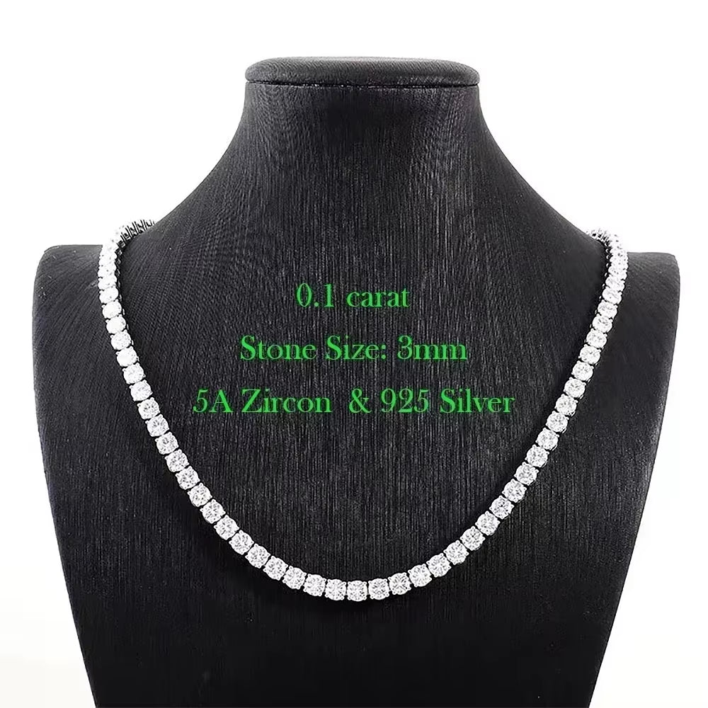 Dazzle Dime® Riviera Moissanite Tennis Necklace – 925 Sterling Silver, Gradient Full Moissanite Choker with Certificate