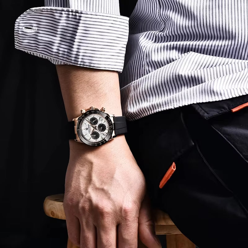 40Mm New V2 Men'S Quartz Watches Sapphire Retro Chronograph Stainless Steel Waterproof Watch Men Relogio Masculino