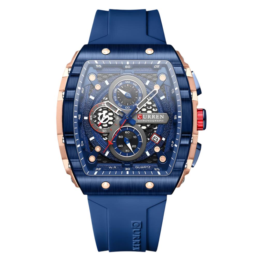 CURREN Men's Luxury Square Quartz Watch | Waterproof Luminous Chronograph Date Wristwatch