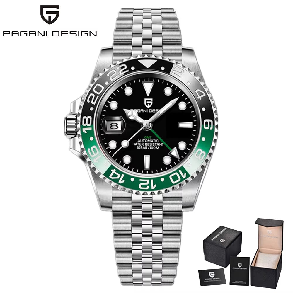 40MM GMT Mechanical Wristwatch Sapphire Glass Ceramic Bezel Automatic Watch Stainless Steel 100M Waterproof Watch