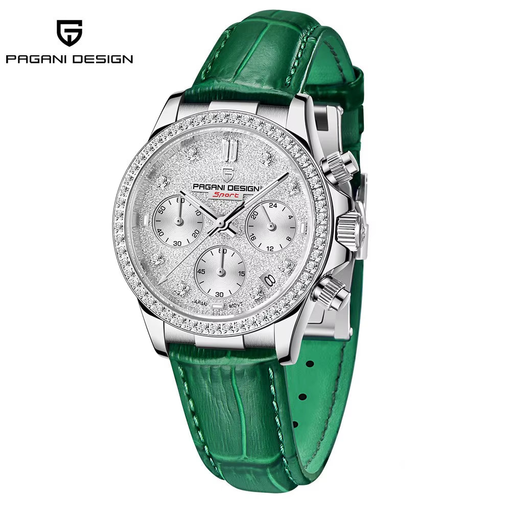 36MM Classic Women Quartz Watch Stainless Steel Sapphire Glass 100M Waterproof Chronograph Reloj Mujer