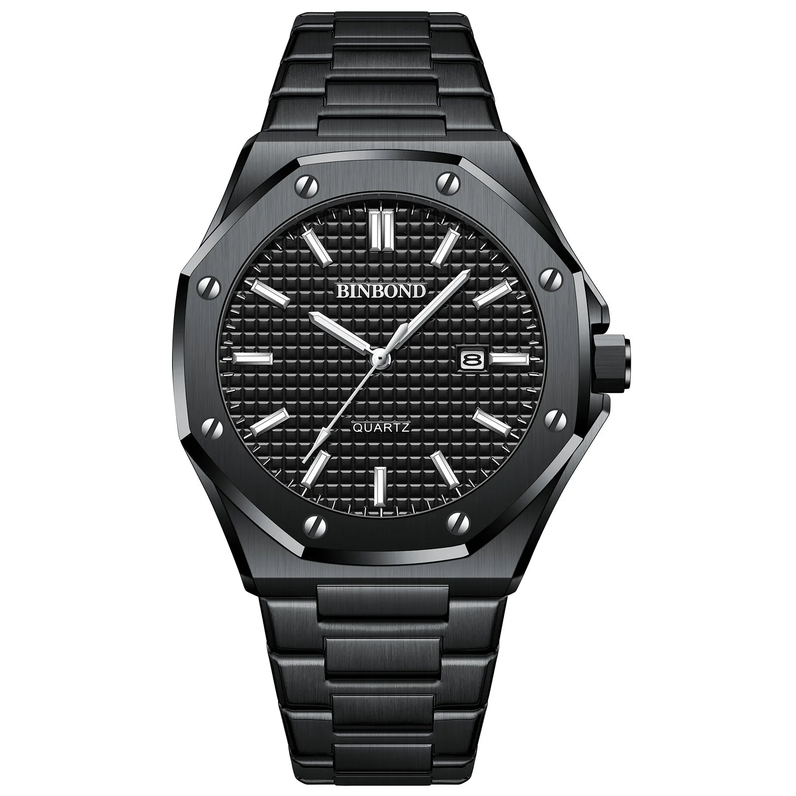 Men'S Quartz Watch Stainless Steel Calendar Waterproof Luxury Luminous Multifunctional Men Wristwatch